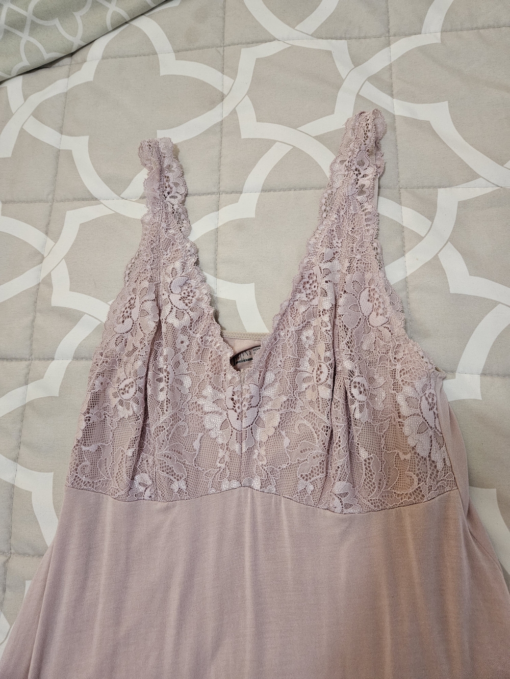 Lace Trim Felina Sleeveless Nightgown in Dusty Rose - Picture 3 of 5